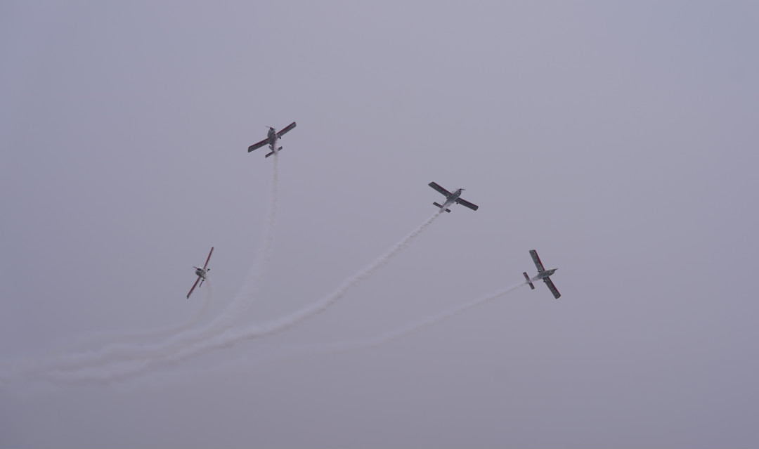 yp街机四机航行编队惊艳尧城（太原）国际通用航空航行大会